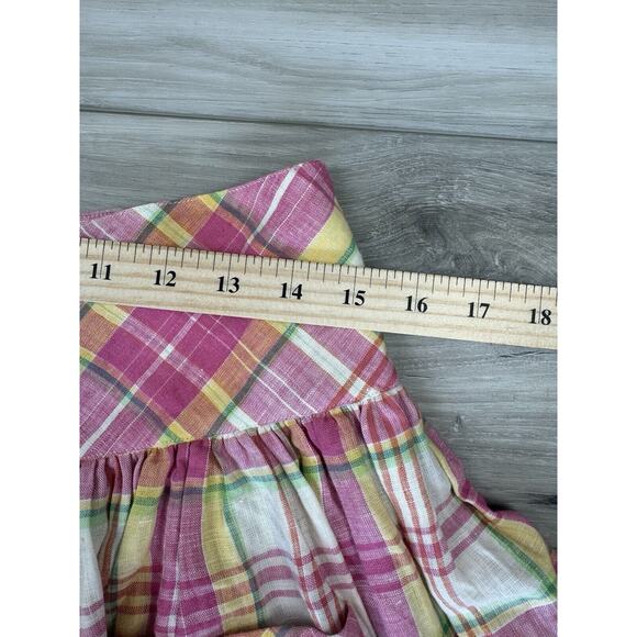 Vtg Y2K Ralph Lauren Rugby Linen Plaid Argyle Drop Waist Button Mini Skirt Sz 4‎ - Picture 6 of 7